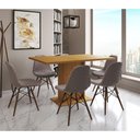 Ver imagem 2 de Mesa Jantar Londres Retangular Canela 137x90cm 6 Cadeiras Estofadas Nude Médio Madeira