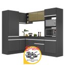 Ver imagem 3 de Cozinha Completa de Canto Veneza Mp2084 Multimóveis Preto/branco + Brinde Jogo de Panelas Tramontina