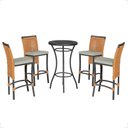 Ver imagem 1 de Mesa Bistrô com 4 Banquetas Roma Preta Corda Náutica Estofado 3 Trama Original