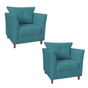 Ver imagem 1 de Kit 02 Poltrona Cadeira Sofá Decorativa Isis Sala Estar Salão Beleza Suede Azul Turquesa - LM DECOR
