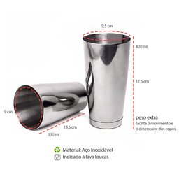 Coqueteleira Copo Duplo Inox Tipo Boston Profissional Bar Drinks - 2