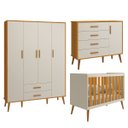 Ver imagem 1 de Kit Berço Americano Flex+ Comoda Sapateira+roupeiro Retrô Isis 4 Portas 2 Gavetas Areia Fosco/savana