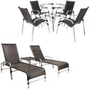 Ver imagem 1 de Jogo Cadeiras e Mesa Emily e 2 Espreguiçadeiras Regulável - Tabaco