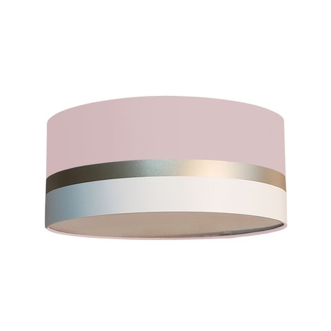 Luminária Plafon Rosa Faixas Bronze Cúpula 40x15 Tom Luz