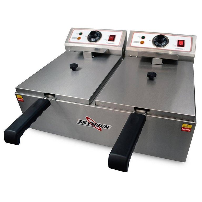 Fritadeira Elétrica Fed-20-N Inox 2 Cubas 5 Litros 2500W 220V - Skymsen