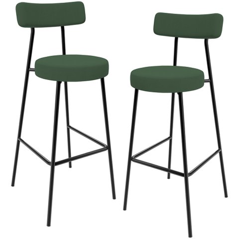 Kit 02 Banquetas Alta Bar Cozinha Sala De Jantar Estrutura Em Aço Milão F01 Suede Verde Musgo - Lyam