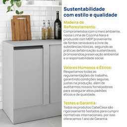 Balcão de Canto Reto 90cm com Tampo Nara CabeCasa MadeiraMadeira - 9