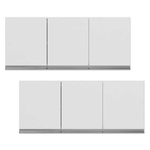 Kit 02 Armários de Cozinha Aéreo Andréia 120cm 3 Portas Branco - Desk Design
