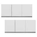 Ver imagem 1 de Kit 02 Armários de Cozinha Aéreo Andréia 120cm 3 Portas Branco - Desk Design