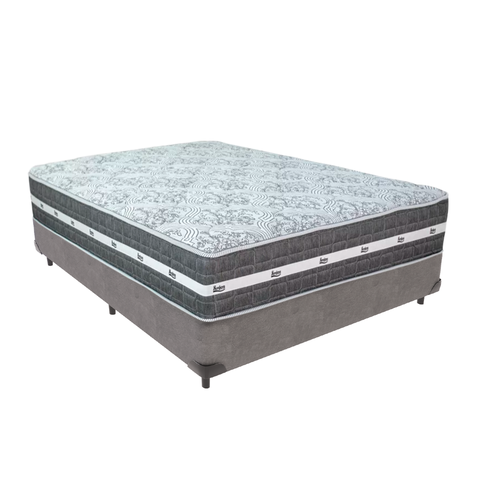 Cama Box e Colchão Black Graphite Molas Ensacadas Casal 138x188x32 Anjos: Cinza