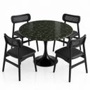 Ver imagem 3 de Mesa de Jantar Saarinen Redonda 100 cm Tampo Mármore Verde Guatemala Base Laca Preta