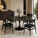 Ver imagem 4 de Mesa de Jantar Saarinen Redonda 100 cm Tampo Mármore Verde Guatemala Base Laca Preta
