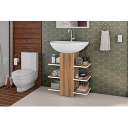 Gabinete para Banheiro Mar com Prateleiras Ideal para Organizar Itens de Higiene e Decoração Cor Nat - 1