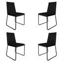 Ver imagem 1 de Kit 4 Cadeiras de Jantar Estofada Lille Base Preta Veludo Preto - Montanaris Decor