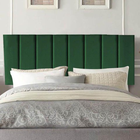 Painel Estofada Carla 100cm Solteiro para Cama Box Quarto Suede Verde - Gat Magazine