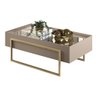 Mesa de Centro Decorativa com Espelho no Tampo Jasper Amarula/Dourado - Gran Belo - 1