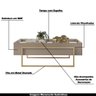 Mesa de Centro Decorativa com Espelho no Tampo Jasper Amarula/Dourado - Gran Belo - 3