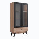 Ver imagem 2 de Cristaleira Retrô 80,3cm 2 Portas com Vidro e Gaveta Montana/preto B198