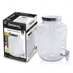 Suqueira de Vidro com Torneira 4 Litros Tampa Prata - Original Line - 1