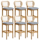 Ver imagem 1 de Kit 06 Banquetas Altas Para Cozinha Bancada Sala Tela Betta Fixa L02 Suede Cinza - Lyam Lyam Decor