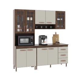 Cozinha Modulada Compacta Fidelitá Lisboa 3 Peças 190cm 9 Portas 3 Gavetas com Tampo - 3