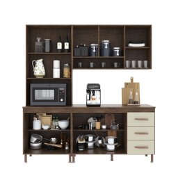 Cozinha Modulada Compacta Fidelitá Lisboa 3 Peças 190cm 9 Portas 3 Gavetas com Tampo - 2