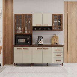 Cozinha Modulada Compacta Fidelitá Lisboa 3 Peças 190cm 9 Portas 3 Gavetas com Tampo - 1