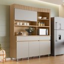 Ver imagem 1 de Armário de Cozinha 4 Portas 2 Gavetas 160cm Torre Angular 100% MDF Realeza Cinza/Carvalho/Greige