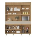 Ver imagem 4 de Armário de Cozinha 4 Portas 2 Gavetas 160cm Torre Angular 100% MDF Realeza Cinza/Carvalho/Greige
