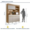 Ver imagem 3 de Armário de Cozinha 4 Portas 2 Gavetas 160cm Torre Angular 100% MDF Realeza Cinza/Carvalho/Greige