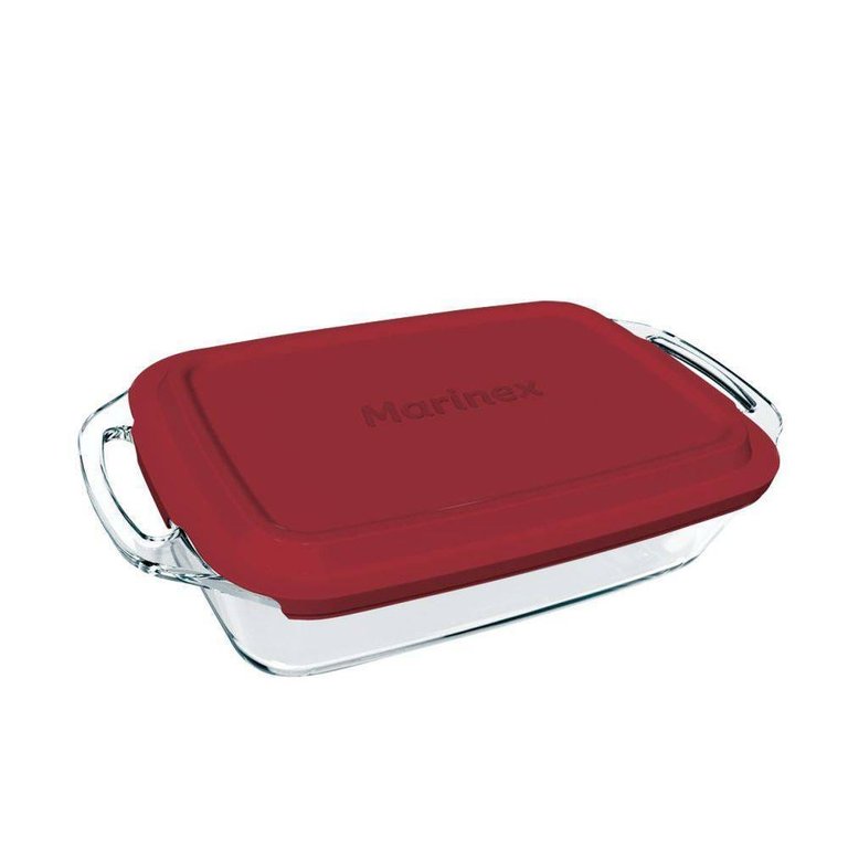 Assadeira Retangular Grande com Tampa Plástica 3.5 L Marinex