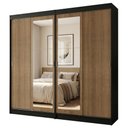 Ver imagem 1 de Conjunto 2 Guarda-Roupas 4 Portas de Correr com 2 Espelhos Preto/Rustic Tokio Madesa