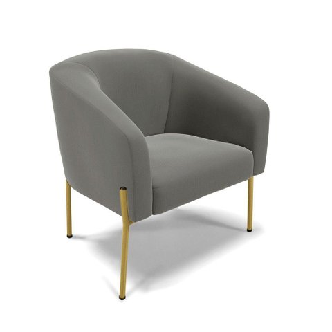 Poltrona Pé de Ferro Dourado Sala de Estar Stella Suede Grafite D03 - D'Rossi