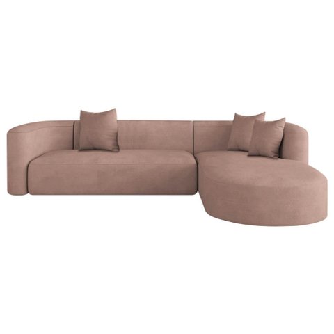 Sofá Modular Celinne Luxuoso Sala de Estar Decoração Luxo 265cm Linho Rose