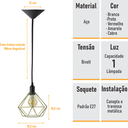 Ver imagem 3 de Pendente Aramado Diamante - Dourado - 2100-12