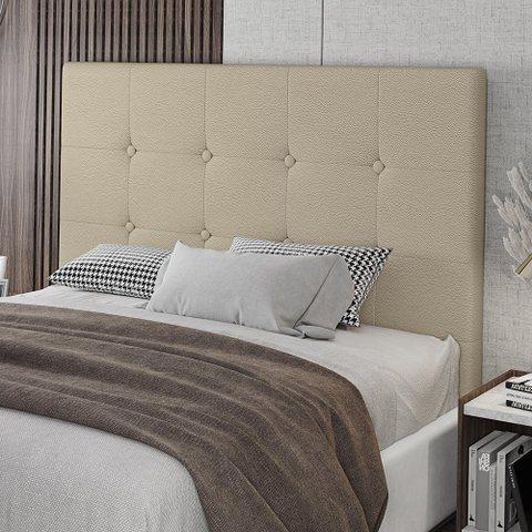 Cabeceira King Size Lua 193cm Material Sintético Bege Com Frame Bymóveis