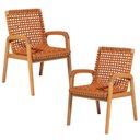 Ver imagem 1 de Kit 02 Cadeiras para Sala de Jantar Varanda Gourmet com Braço Trammare C07 Corda Ocre - Lyam Decor