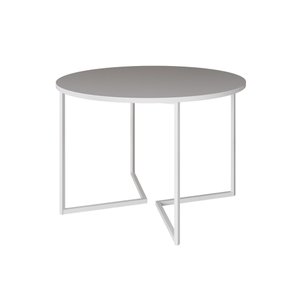 Mesa Jantar Industrial Redonda Branca 110cm Base V Ferro Branco