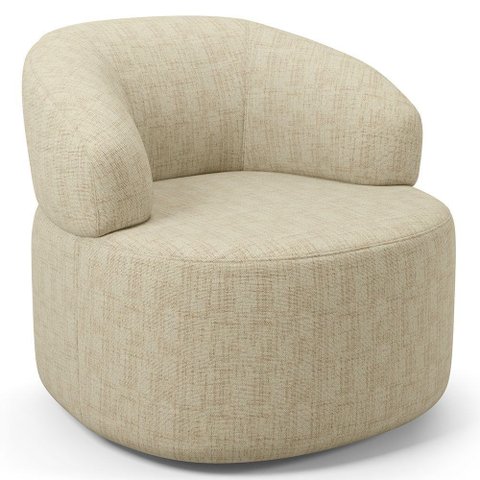 Poltrona Giratória Orgânica para Sala de Estar Living Helena L02 Linho Bege - Lyam Decor