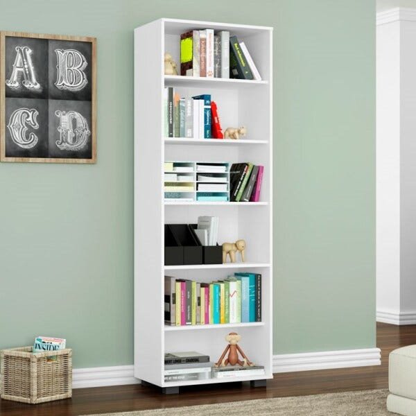 Kit 2 Estantes Livreiro 6 Prateleiras Office Branco - Móveis Leão - 2