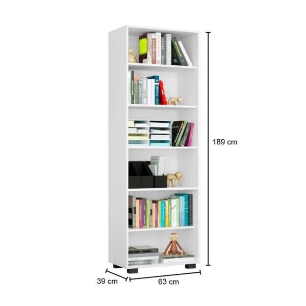 Kit 2 Estantes Livreiro 6 Prateleiras Office Branco - Móveis Leão - 4