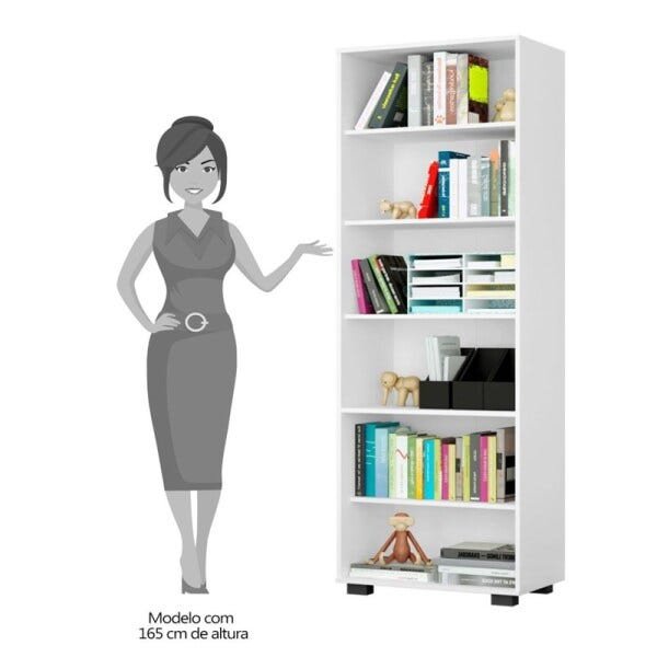 Kit 2 Estantes Livreiro 6 Prateleiras Office Branco - Móveis Leão - 3