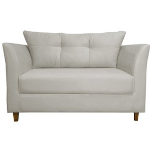 Namoradeira Decorativa Isis Pés Trapézio Suede Bege - DS Estofados