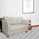 Ver imagem 2 de Namoradeira Decorativa Isis Pés Trapézio Suede Bege - DS Estofados