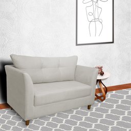 Namoradeira Decorativa Isis Pés Trapézio Suede Bege - DS Estofados - 2