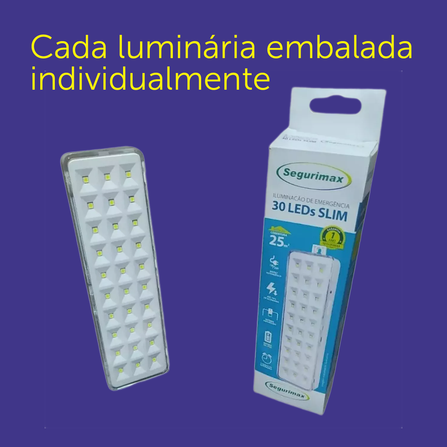 3 Unid Luminaria Emergencia 30 Led Super Slim Segurimax - 2