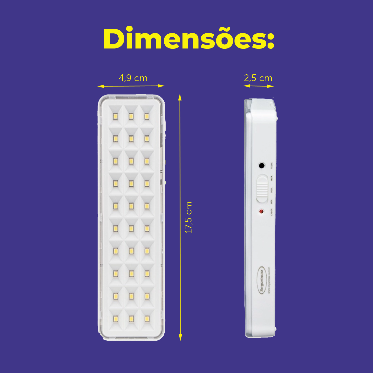 3 Unid Luminaria Emergencia 30 Led Super Slim Segurimax - 4