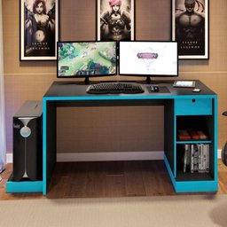 Mesa para Computador Notebook Desk Game Drx 3000 Preto/Azul - Móveis Leão - 3