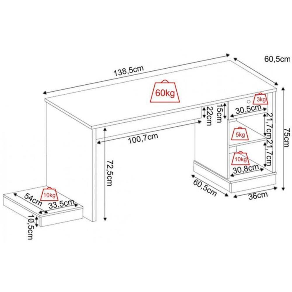 Mesa Para Computador Notebook Desk Game Drx 3000 Preto - Móveis Leão