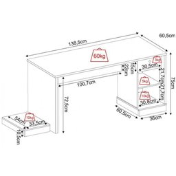 Mesa para Computador Notebook Desk Game Drx 3000 Preto/Azul - Móveis Leão - 4